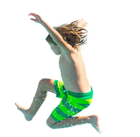 kid jumping into lake